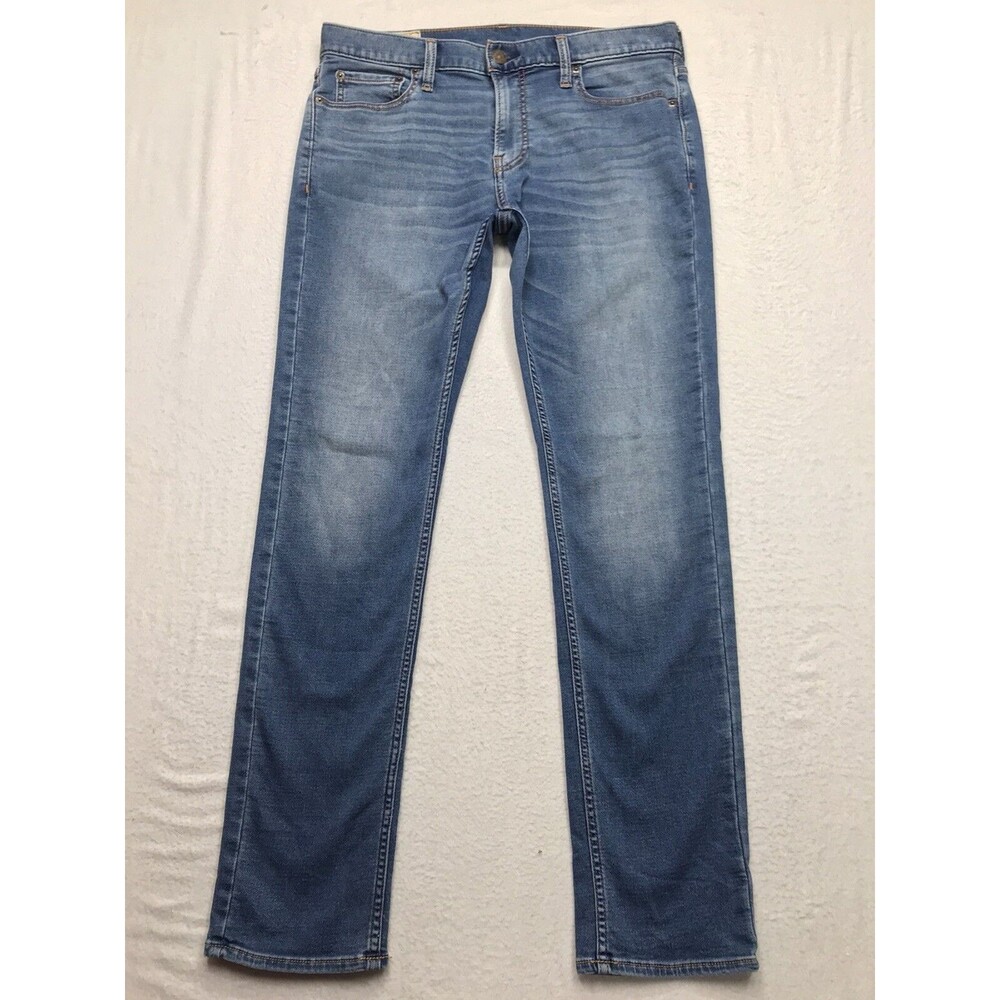 HOLLISTER Jeans Men 33x32 (34 actual) Slim Straight Light Wash Denim Skate Surf